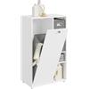 SoBuy Mobiletto Bagno Salvaspazio con Cesto Portabiancheria - Mobile Lavanderia Bianco Armadietto Bagno Stretto con 2 Cassetti in Tessuto Mobile Salvaspazio 50x30x105 cm BZR218-W