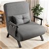 YOUDENOVA Poltrona Letto 4 in 1, Divano Letto Singolo Pieghevole con Schienale Regolabile a 5 Posizioni, Letto per Ospiti e Divano Relax, Portata 150 kg, con Tasca Portaoggetti, 184 × 63 cm, Grigio