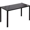 HOMCOM Tavolo da Pranzo Rettangolare per 4 Persone, Tavolo Cucina 120x60 cm Gambe in Metallo e Piano in Vetro Temperato, Tavolino da Soggiorno Sala da Pranzo, Nero