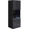 MB Muebles Bonitos, Vetrina Pensile Luke V3, LED, Melamina, Finitura Lucida, Nero, 40x126x29cm