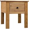 vidaXL Legno Massello di Pino Comodino con Cassetto Modello Panama Moderno Robusto Pratico Tavolino Salotto Mobiletto Notte Colore Naturale