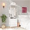 VOWNER Appendiabiti da Terra, Mobile Ingresso con Panca, 4 in 1, Attaccapanni con Barra e 4 Cassetti, Stand Appendiabiti in Struttura in Metallo, per Camera da Letto, 60 x 180 x 40 cm, Bianco