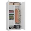 CDF Guardaroba Armadio Mobile 2 Ante 90 cm Bianco in Laminato Salvaspazio | Per Camera da Letto, Per Corridoio, Per Ingresso, Per Ufficio, Uso Quotidiano, Spazio Organizzato, per Ambienti Domestici