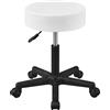 Yaheetech Sgabello con Ruote e Cuscino Spesso, Sedia da Salone con Altezza Regolabile, Sgabellino in Similcuoio Compatto per Casa Ufficio Parrucchiere Tatuaggi Massaggi e Spazi Benessere (Bianco)