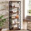 Tribesigns Libreria in stile industriale, altezza 178 cm, 6 piani con ripiani aperti, stile vintage, ideale per casa, ufficio, camera da letto, studio, marrone e nero