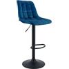 CLP Sgabello da Bar Mapun, Sgabello Regolabile in Altezza e Girevole a 360 Gradi, Imbottito, con Struttura in Metallo per Cucina, bancone, Colore:Blu, Materiale:Velluto