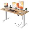 HLFURNIEU Scrivania Regolabile in Altezza, 100 x 60 cm, Scrivania Motorizzata, con Prese, Porte USB, 3 Controlli Memoria, Standing Desk Colore Legno