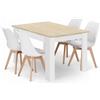 NMK HOME Set Pranzo Tavolo 120x80 PVC 4 Sedie Ecopelle Rovere Sonoma | facile montaggio, robusto, sala da pranzo, materiali solidi, rinforzato acciaio, elegante, comfort