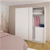 Meyvaser.com Ecommerce Company Armadio 2 ante scorrevoli bianco poro, 200 x 180 x 60 cm, barra sospesa + soppalco + cassettiere interne | FSC | Made in Italy