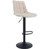 CLP Sgabello da Bar Mapun, Sgabello Regolabile in Altezza e Girevole a 360 Gradi, Imbottito, con Struttura in Metallo per Cucina, bancone, Colore:Crema, Materiale:Stoffa
