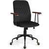 LIFEZEAL Sedia da Ufficio, Sedia da Scrivania, Sedia PC, Poltrona Imbottita, con Ruote Girevoli, Braccioli, Schienale Reclinabile, Ergonomica, Comoda, Altezza Regolabile, Vintage, Max 150kg, Nero