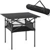 Outsunny Tavolo da Campeggio Picnic Pieghevole, Salvaspazio e Arrotolabile con Borsa da Viaggio, Nero 70x70x69cm