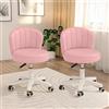 XUEGW Silla de escritorio, bonita silla de tocador giratoria sin brazos de cuero PU, cómodas sillas de oficina para computadora con altura ajustable para el dormitorio