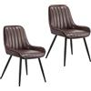Lestarain 2x Poltroncina da Sala Pranzo Soggiorno Sedia da Scrivania per Cameretta con Schienale Poltrona in PU Gambe in Metallo Marrone scuro LCNI73004-2