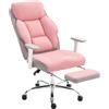 HOMCOM Sedia da Ufficio Ergonomica, Poltrona Direzionale con Poggiapiedi e Seduta Ampia, in Pelle PU, Reclinabile 135° con Poggiatesta, Braccioli e Altezza Regolabile, Rotelle Girevole, 150 kg, Rosa