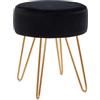 Duhome Sgabello Seat Sgabello Trucco Sgabello in Velluto Sgabello Tondo Ottomano Sgabello Imbottito in Metallo per tavolo da salotto Camera da letto Nero