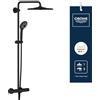GROHE Vitalio Joy XXL 310 - Miscelatore Termostatico a Vista CoolTouch con Montaggio a Parete (Soffione 31 cm, Braccio Girevole, Doccetta 3 Spray 11 cm con Ugelli EasyClean), Nero Opaco