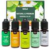 MISIJI Set di oli essenziali per diffusori，per la casa, lavanda, menta, tea tree, eucalipto, arancio, 5 X 10ML