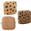 Hoxfly 3 Pezzi Porta Assorbenti da Borsa in Velluto a Coste - Mini Pochette Donna per Trucchi e Mestruazioni, Astuccio Igienico Privacy per Scuola Viaggio Ufficio, Idea Regalo Ragazza (Marrone)