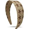 DEIMODRA Cerchietto Capelli Donna Marrone Antiscivolo con Motivo Stelle Marine - Frontino Fermacapelli Elegante, Fascia Larga 4 cm per Yoga, Sport e Skincare - Accessorio Estivo Multicolore (Marrone chiaro)