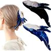 AddLotLot 2 fermagli per capelli a forma di balena, a forma di animale, in acetato animale, graziosi, grandi e resistenti, per capelli spessi, sottili, per acconciature da donna