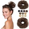 MY-LADY Chignon Finto per Capelli Veri- Cerchio Elastico Dritto Marrone Cioccolato - Facile Updo Naturale per Donne Ragazze 23g Riccio