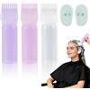 puiaxod 5 PCS Applicatore Olio Capelli, 180ml Flaconi Applicatori a Pettine con Scala Graduata, con Paraorecchie in Silicone e Mantella da Parrucchiere per Il Colore Dei Capelli e La Cura Del Cuoio Capelluto