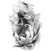 Generic 4 PCS Temporary Tattoos Adesivo Per Tatuaggio Pettorale Di Carpa, Impermeabile, A Lunga Durata, Semipermanente, Simulazione Tatuaggio Antiriflesso