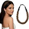 BUYOGET Cerchietto intrecciato marrone chiaro 3 fili di capelli sintetici intrecciati regolabile trecce elastico per donne