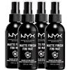 NYX Professional Makeup Spray Fissante Makeup Matte Finish Formula Leggera Vegana No Transfer a Lunga Tenuta 16h Versatile per Tutti i Tipi di Pelle - 4 Flaconi da 60ml