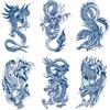 Qiwenr 6 Fogli Tatuaggi Temporanei Drago, Dragon form Totem Tatuaggi, Dragon Temporary Tattoo, per Halloween, Cosplay, Feste, Pasqua, Concerti, di Lunga Durata