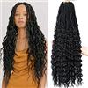 FANWYFYU 30Pollice Profondo Faux Locs Morbidi Locs Crochet Capelli 6 Pacchi Pre Looped Curly Wavy Goddess Locs Trecce per le Donne (1B)