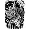 Generic 4 PCS Temporary Tattoos Adesivi Per Tatuaggi A Base Di Erbe Con Fiori Sul Braccio, Impermeabili, Di Lunga Durata, Tradizionali Giapponesi, Con Carpa Scura Sul Braccio