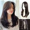 RUNRAYAY Topper per capelli da 45 cm per donne con capelli veri, Topper per capelli 3D a 360° per donne con diradamento, riga centrale, frangia con clip, Xs418