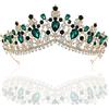 Anglacesmade - Tiara da sposa con cristalli e corona di smeraldo con strass e decorazione per torta nuziale, accessorio per capelli per donne e ragazze