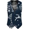Generisch 2025 Gilet da uomo con motivo natalizio, bottoni tascabili, senza maniche, scollo a V, giacca, giubbotto, Blu, M