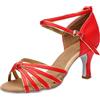 Generico Scarpe da Ballo Latino Americano per Donna 34-42 EU con Tacco 7 cm e Fibbia Tacchi Heels Dance Scarpe Danza Elegante Sandali Estive Comode Casual per Tango,Jazz, Cerimonia, Festa, Sera,Rosso,40