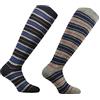 CALZE PRESTIGE (2 PAIA) Calze uomo lunghe a righe multicolor classic, calde e morbide in pregiatissimo filato lana-cashmere - 100% made in Italy (Assort.3)