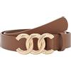 Pettata Cintura da donna per jeans, cintura in vita da donna in ecopelle con fibbia dorata, A_marrone, 38-41 (Pant 14-16)