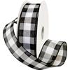 Morex Ribbon 7398.40/50-613 Cambridge 1.5 X 50 YD Wired Ribbon, Black and White, Buffalo Check Plaid Ribbon for Gift Wrapping, Christmas Decorations Indoor Home Decor, Craft Supplies & Materials