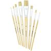 K3T Set di 8 Pennelli a Setole Naturali con Manici in Legno (Misure 1, 2, 4, 6, 8, 10, 14 e 20), Setole di Maiale di Alta Qualità, Morsetto in Alluminio, Cod. art. 49109