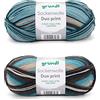 120 Gründl Set di 2 gomitoli di lana per calzini da 100 g (75% lana vergine (superwash), 25% poliammide) + istruzioni (lingua italiana non garantita)
