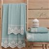 PETTI Artigiani Italiani - Asciugamani Bagno in 100% Spugna di Cotone, Set Asciugamani 1+1, 2 Pezzi 1 Asciugamano Viso e 1 Asciugamano Mani, Acquamarina