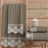 PETTI Artigiani Italiani - Asciugamani Bagno in 100% Spugna di Cotone, Set Asciugamani 1+1, 2 Pezzi 1 Asciugamano Viso e 1 Asciugamano Mani, Fango