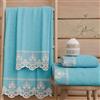 PETTI Artigiani Italiani - Asciugamani Bagno in 100% Spugna di Cotone, Set Asciugamani 1+1, 2 Pezzi 1 Asciugamano Viso e 1 Asciugamano Mani, Turchese