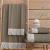 PETTI Artigiani Italiani - Asciugamani Bagno in 100% Spugna di Cotone, Set Asciugamani 1+1, 2 Pezzi 1 Asciugamano Viso e 1 Asciugamano Mani, Fango