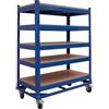 Relaxdays Carrello Officina 5 Ripiani, Ruote con Freno, Fino a 750 kg, 110x90x45 cm, Acciaio Blu