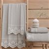 PETTI Artigiani Italiani - Asciugamani Bagno in 100% Spugna di Cotone, Set Asciugamani 1+1, 2 Pezzi 1 Asciugamano Viso e 1 Asciugamano Mani, Grigio Chiaro
