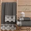 PETTI Artigiani Italiani - Asciugamani Bagno in 100% Spugna di Cotone, Set Asciugamani 1+1, 2 Pezzi 1 Asciugamano Viso e 1 Asciugamano Mani, Grigio Scuro