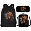 THKVSV Zaino per ragazze e ragazzi scuola elementare zaino per studenti elementari borsa con portapranzo borsa portamatite stampa cavallo, Cavallo H, One Size, Zaino daypack